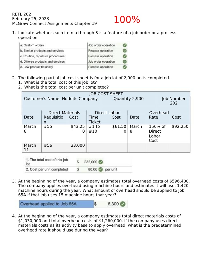 Chapter 19 McGraw Connect Assignments - RETL 262