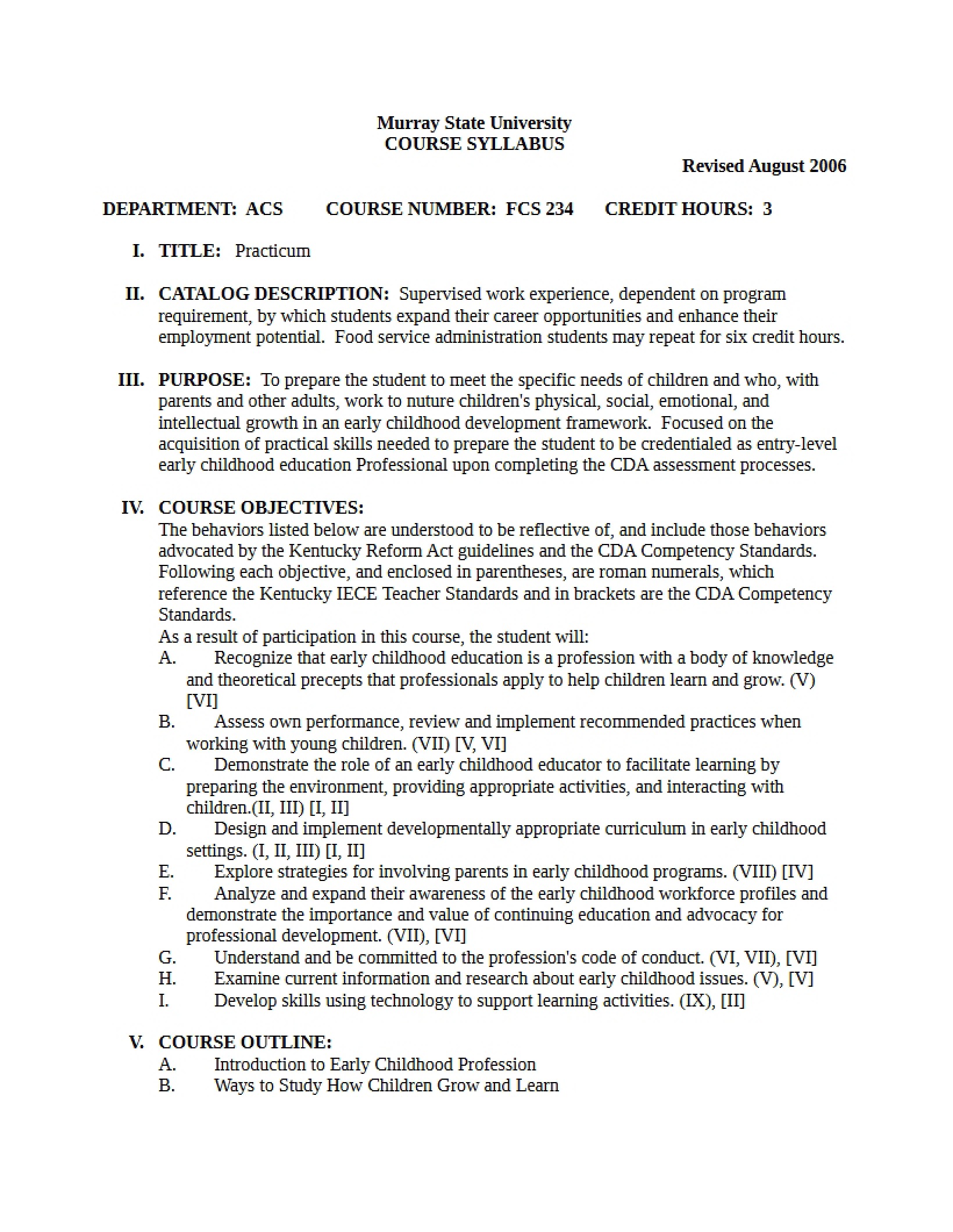 Syllabus - Practicum