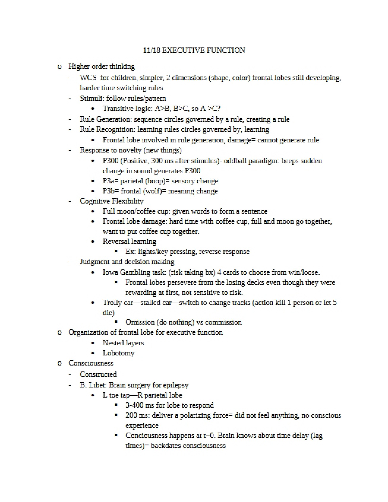 Functions of Executive Control