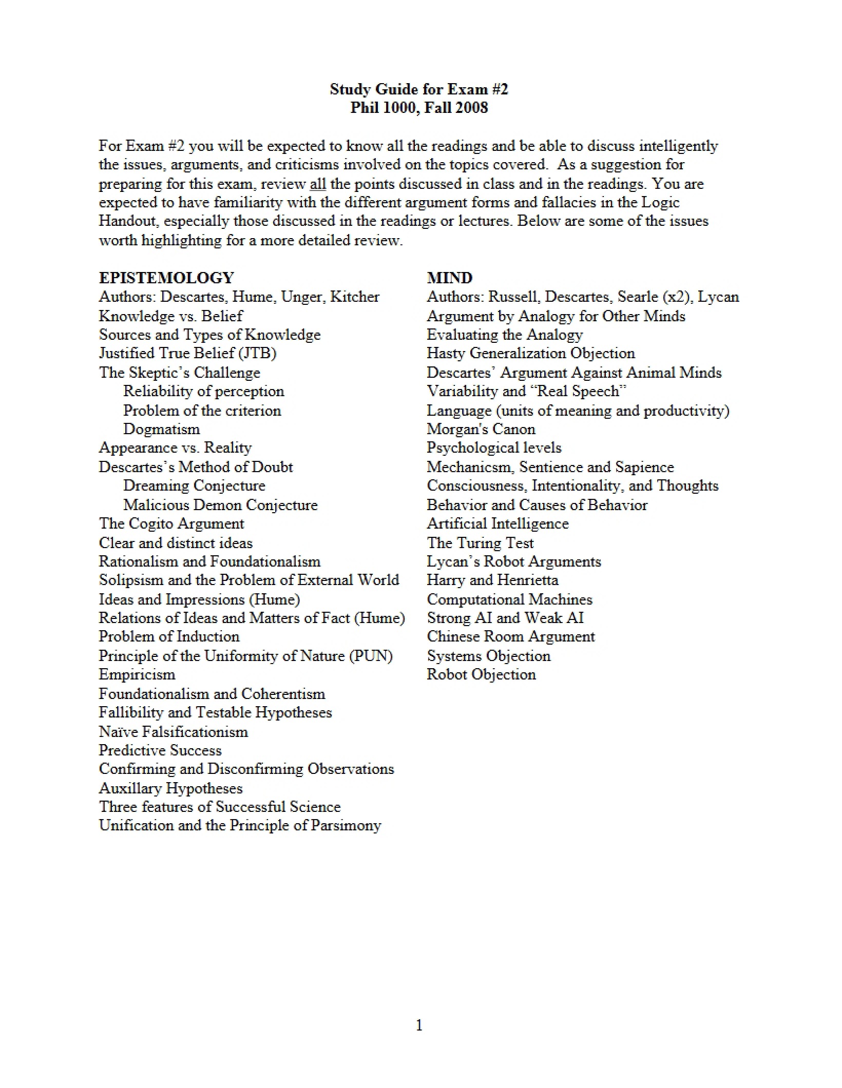 Exam Two Study Guide