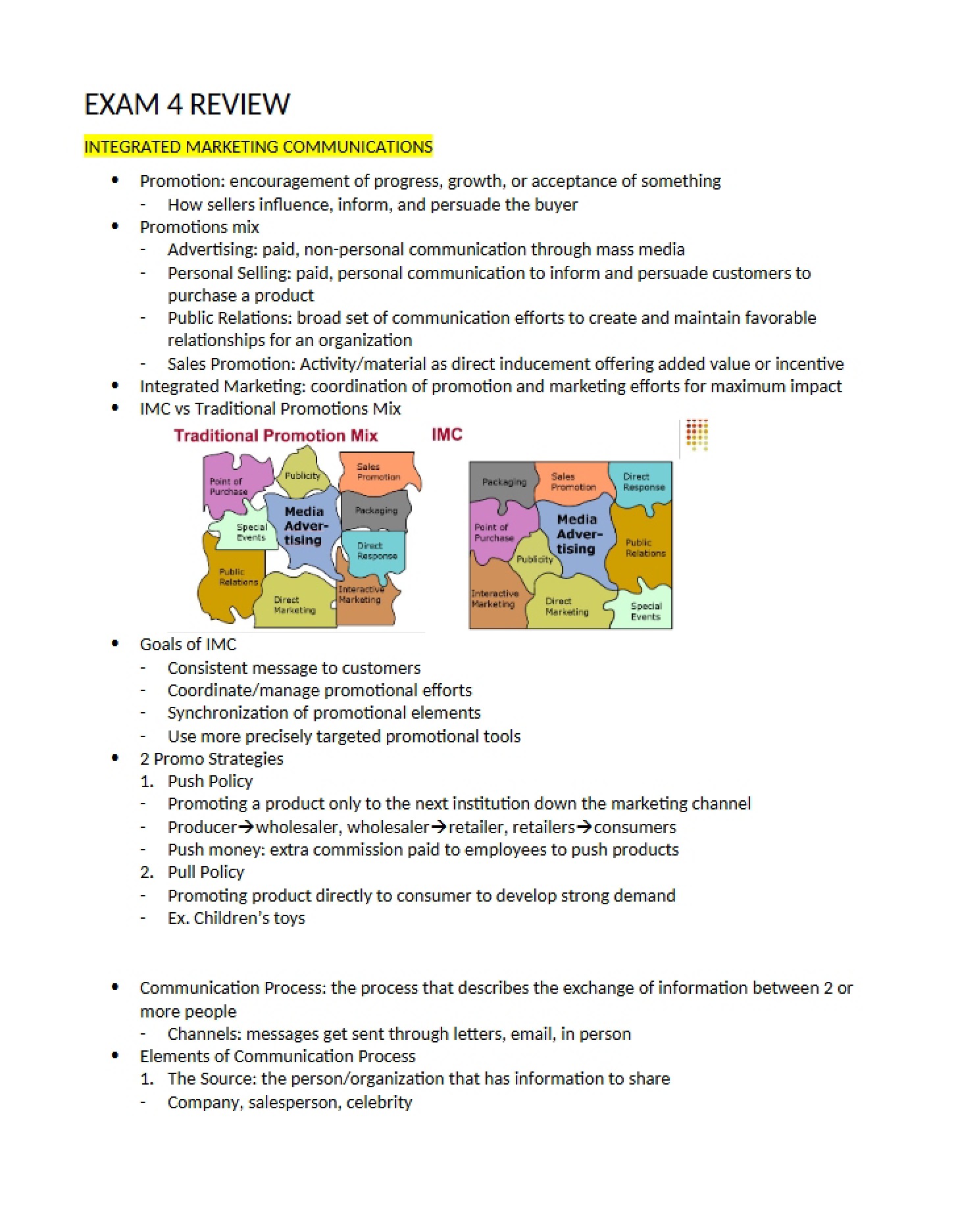 Review Material for Exam 4