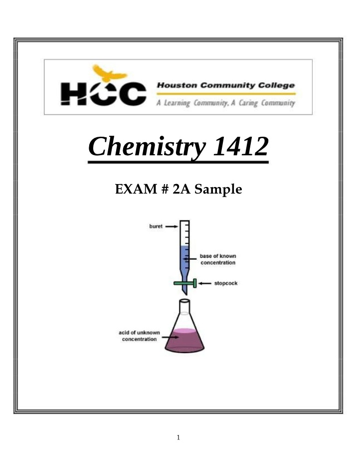 Chemistry 1412 - Sample Exam #2A
