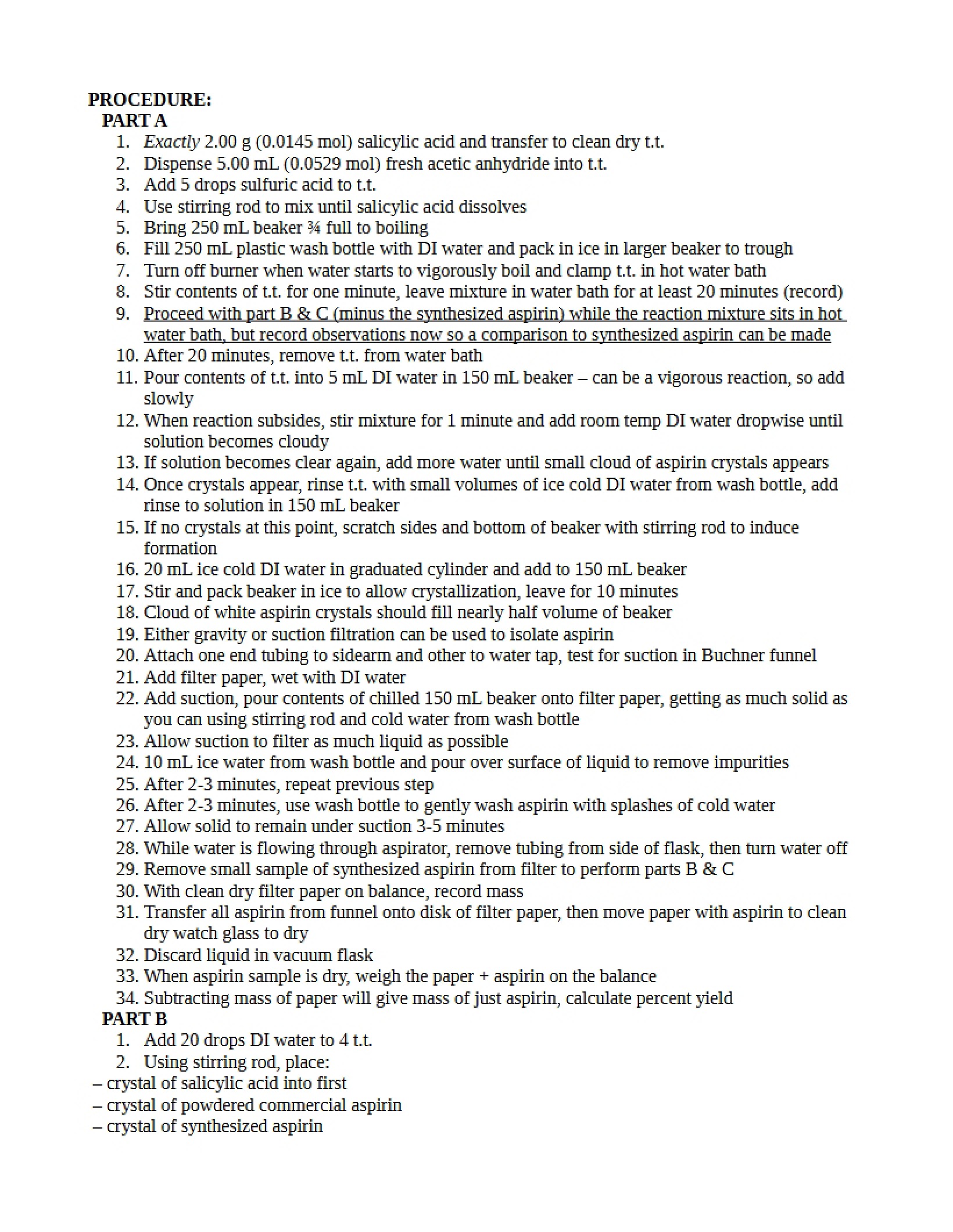 Lab Procedure April 16, 2013