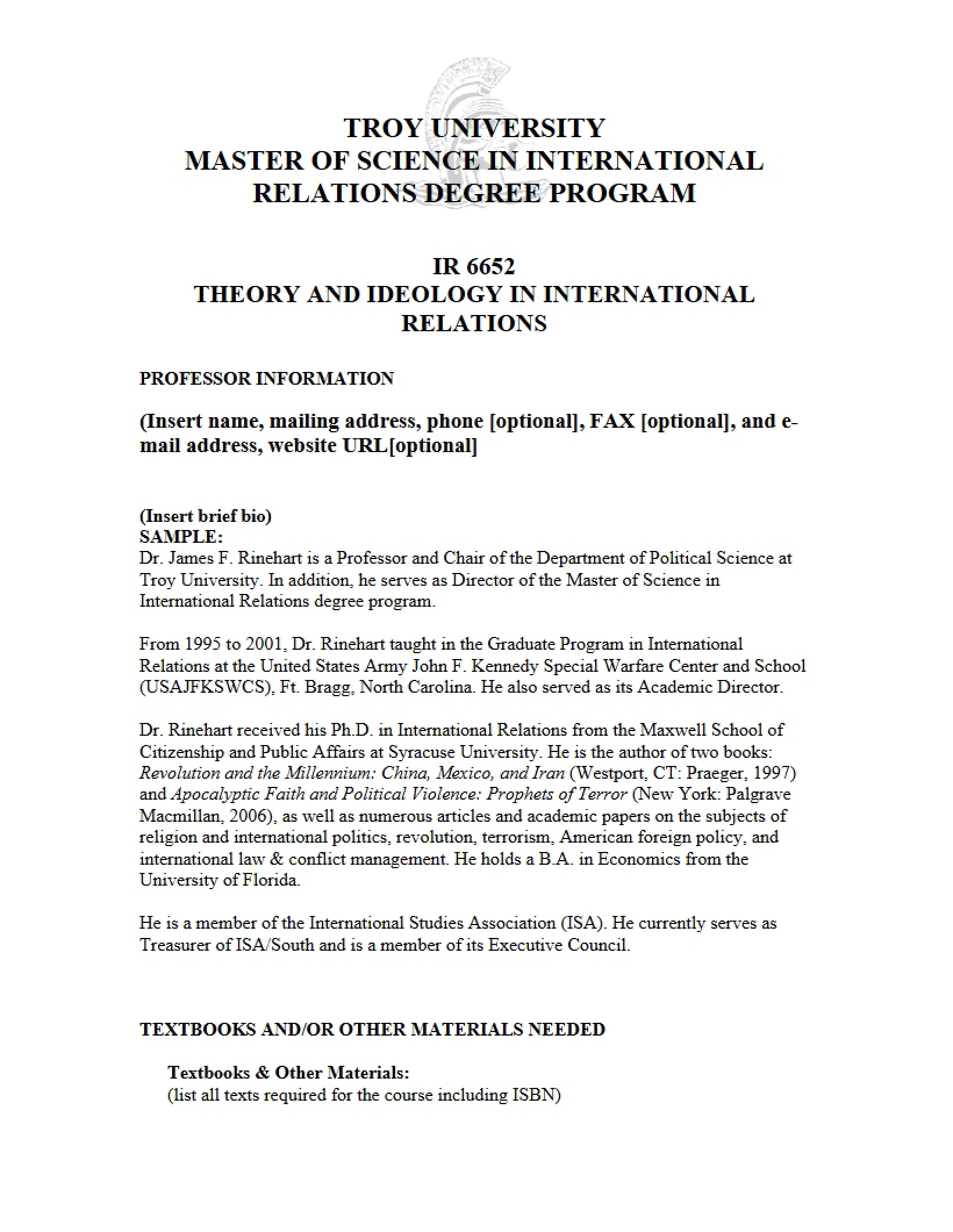 International Relations Theory Syllabus