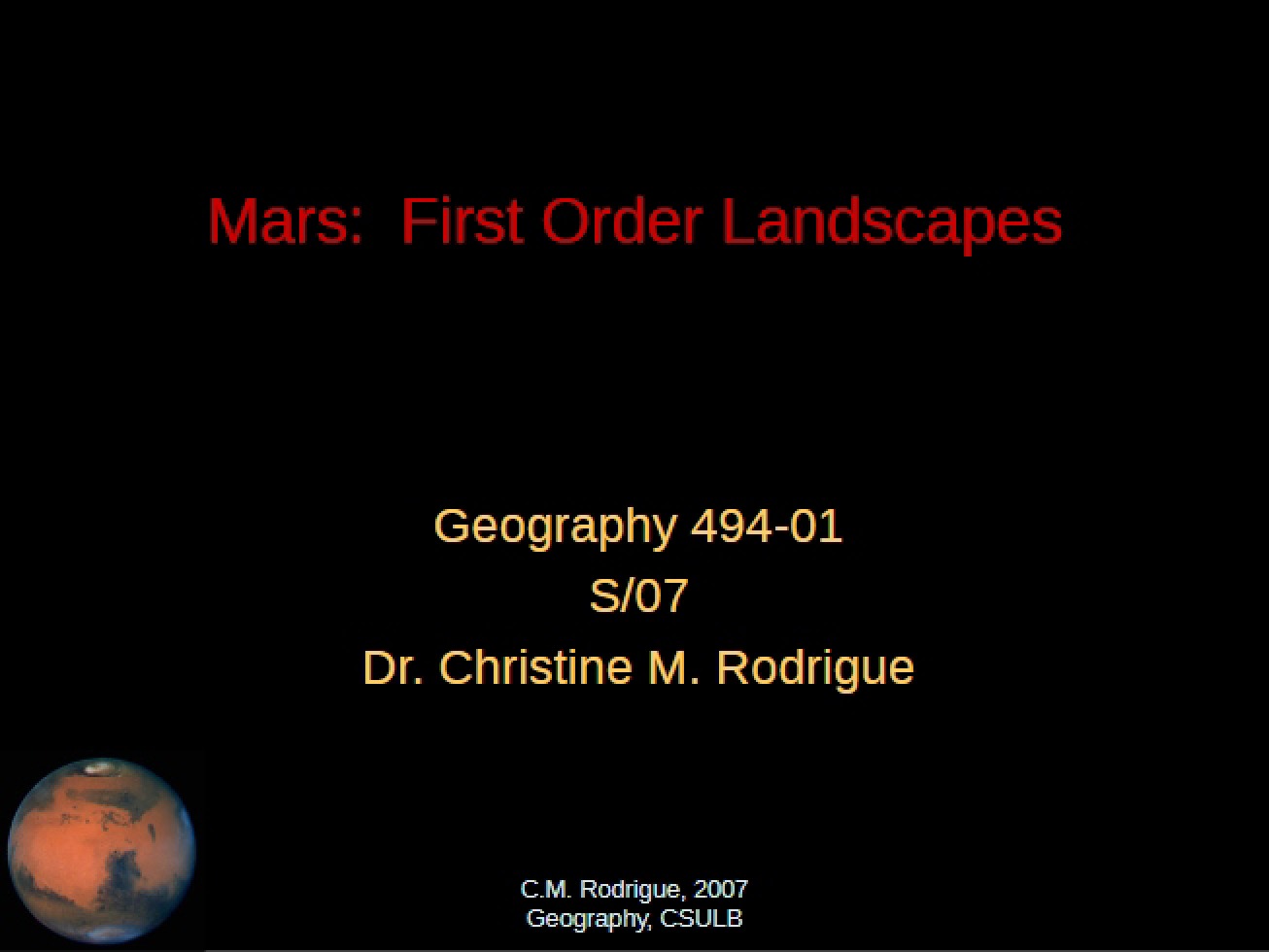 First Order Landscapes Mars