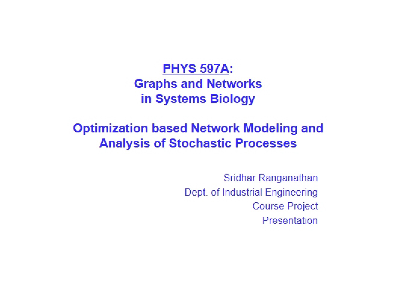 Stochastic Processes Analysis