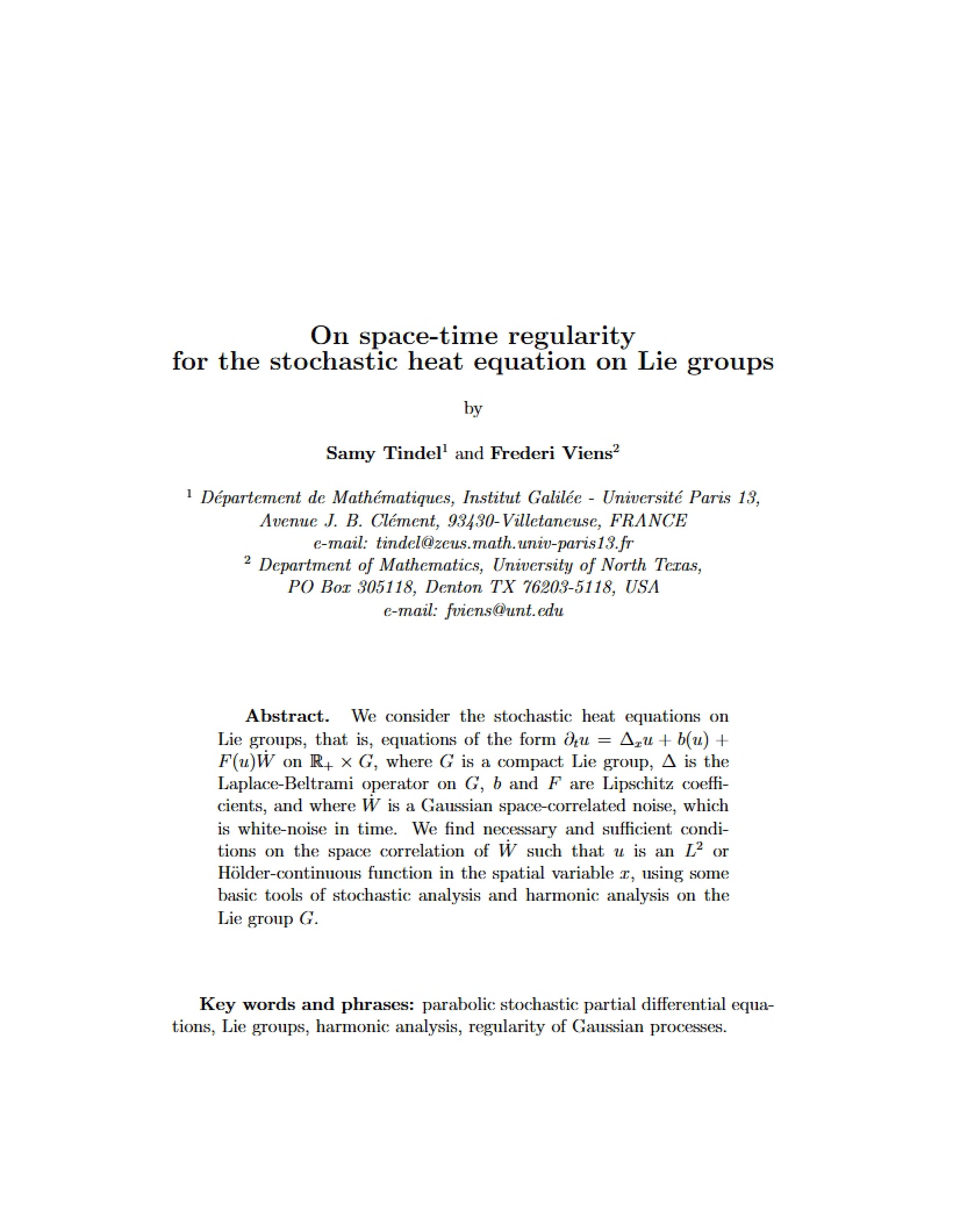Space-Time Regularity