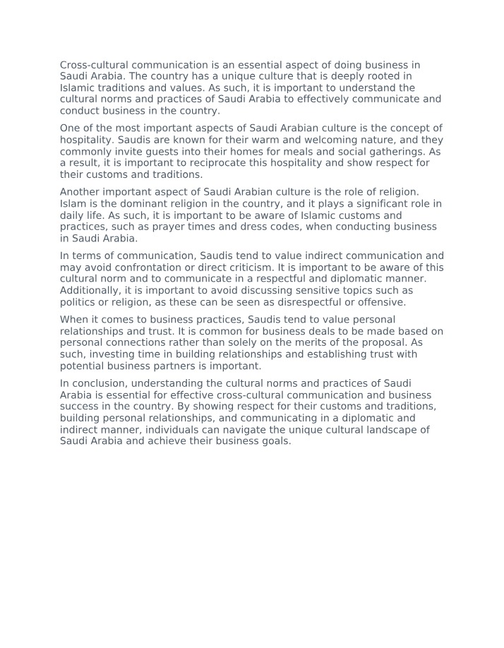 Cross-Cultural Communication for Business Success in Saudi Arabia