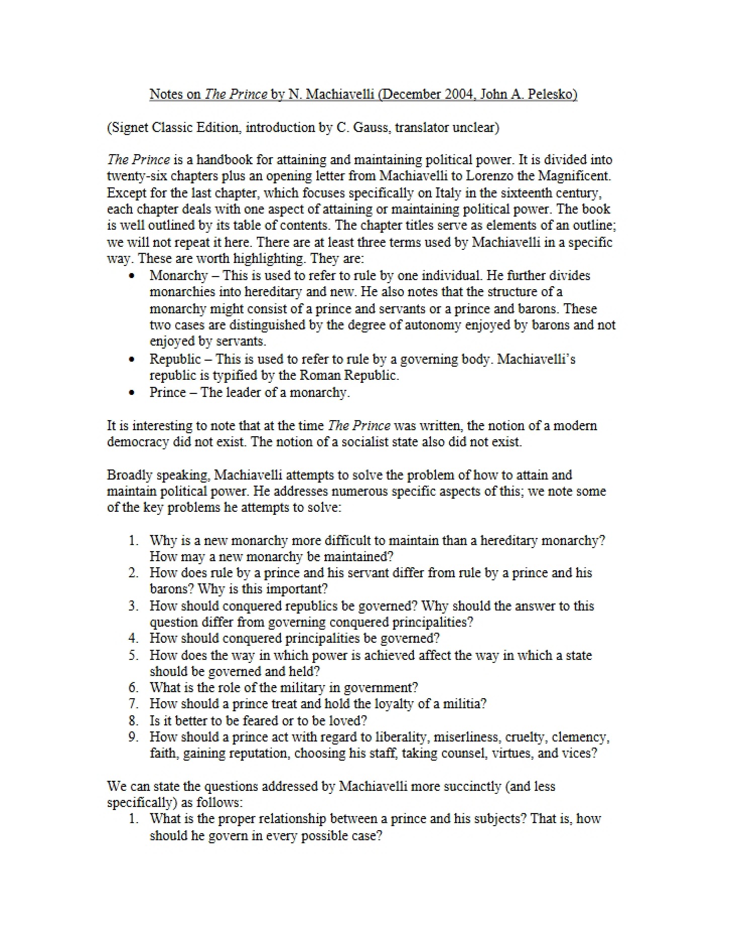 Class Syllabus