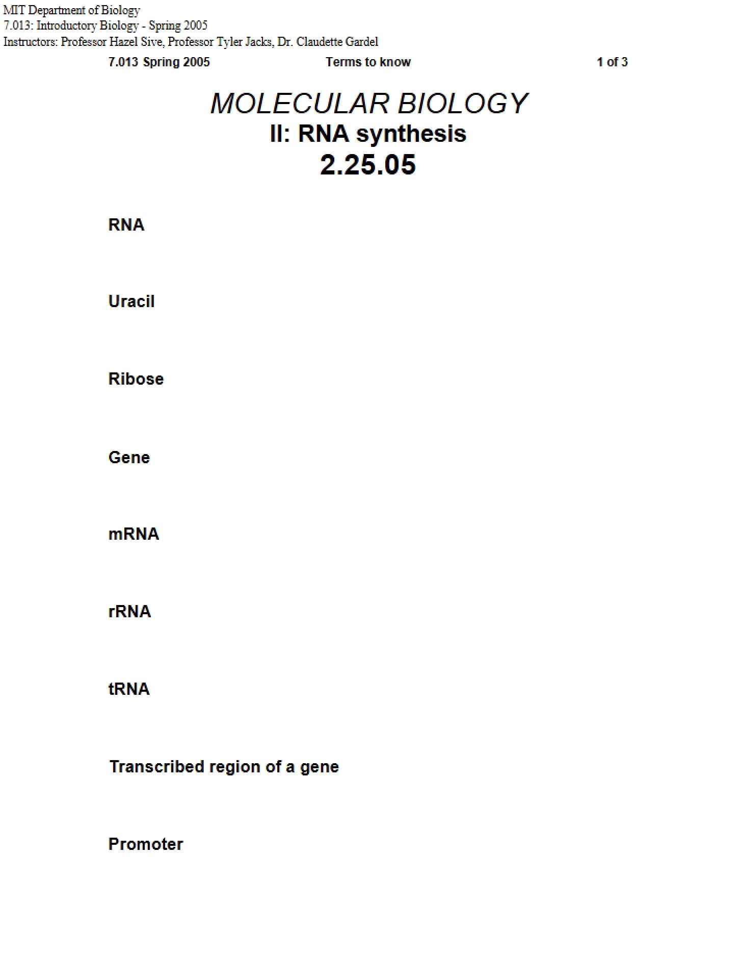 Biology Molecular