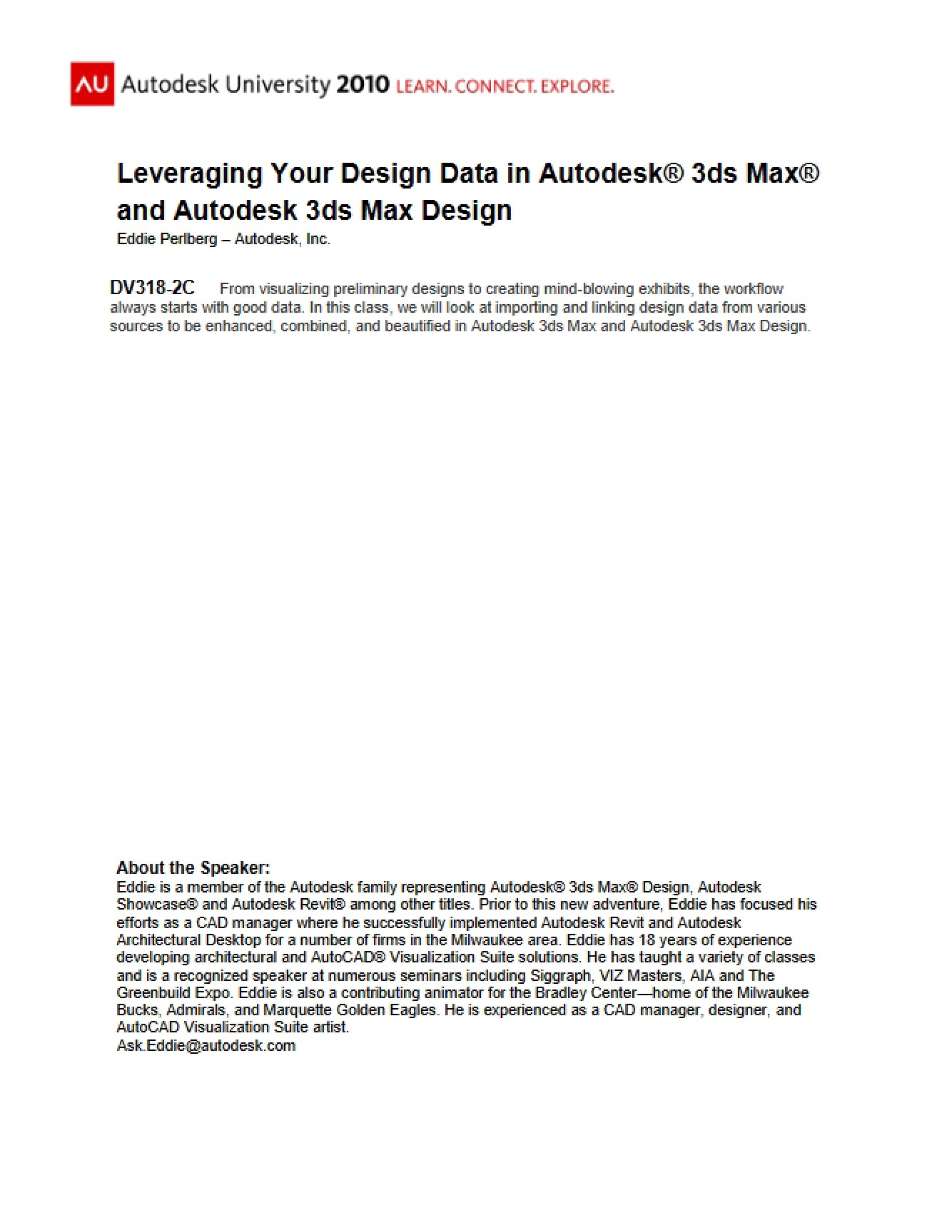 Using Autodesk 3ds Max for Design Data Leverage
