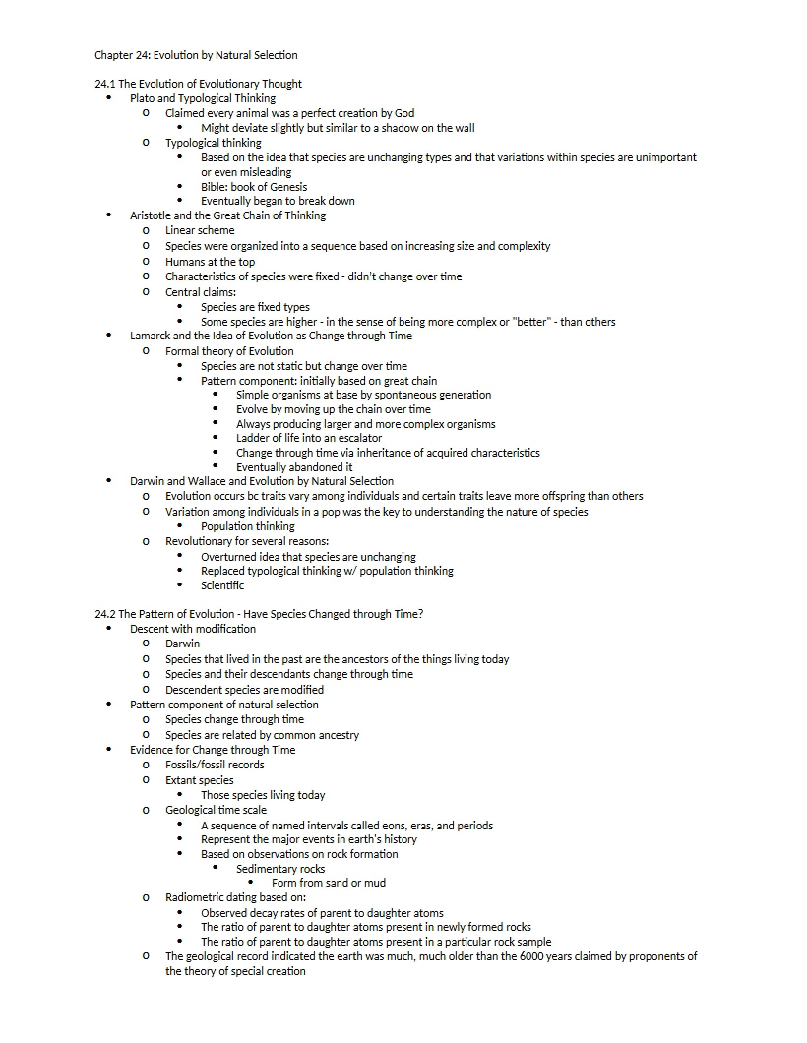 Natural Selection Evolution (Ch 24)