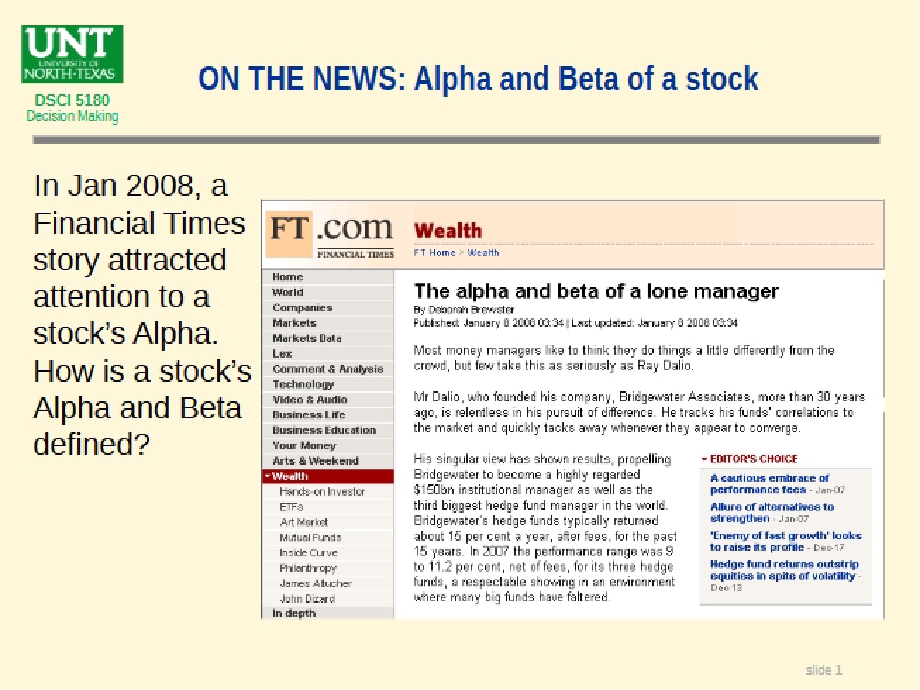 Alpha and Beta Lecture 04a