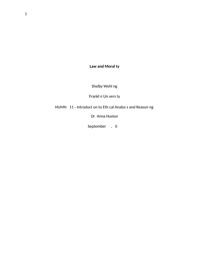 Law and Morality Study Notes