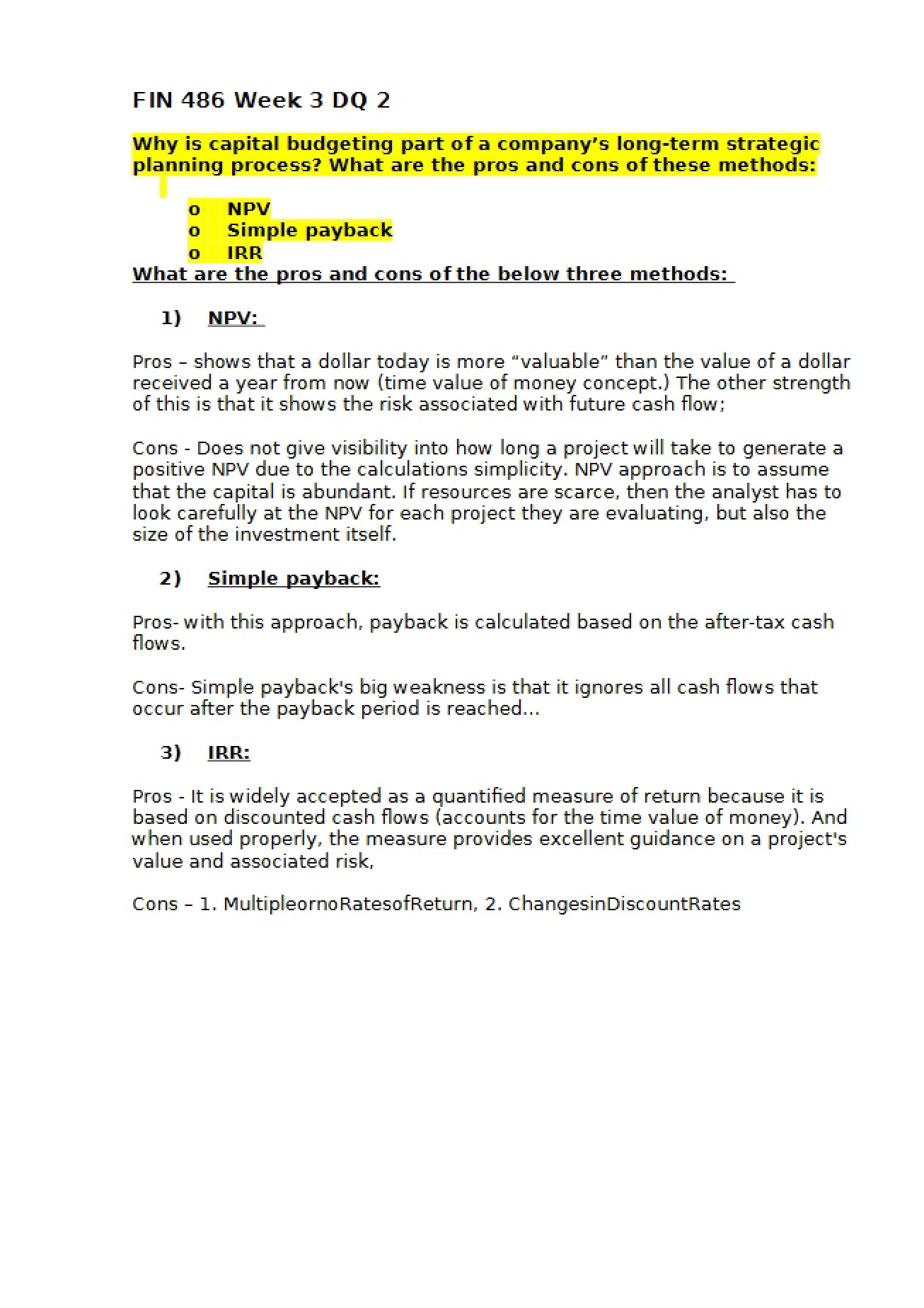 Capital Budgeting Concepts