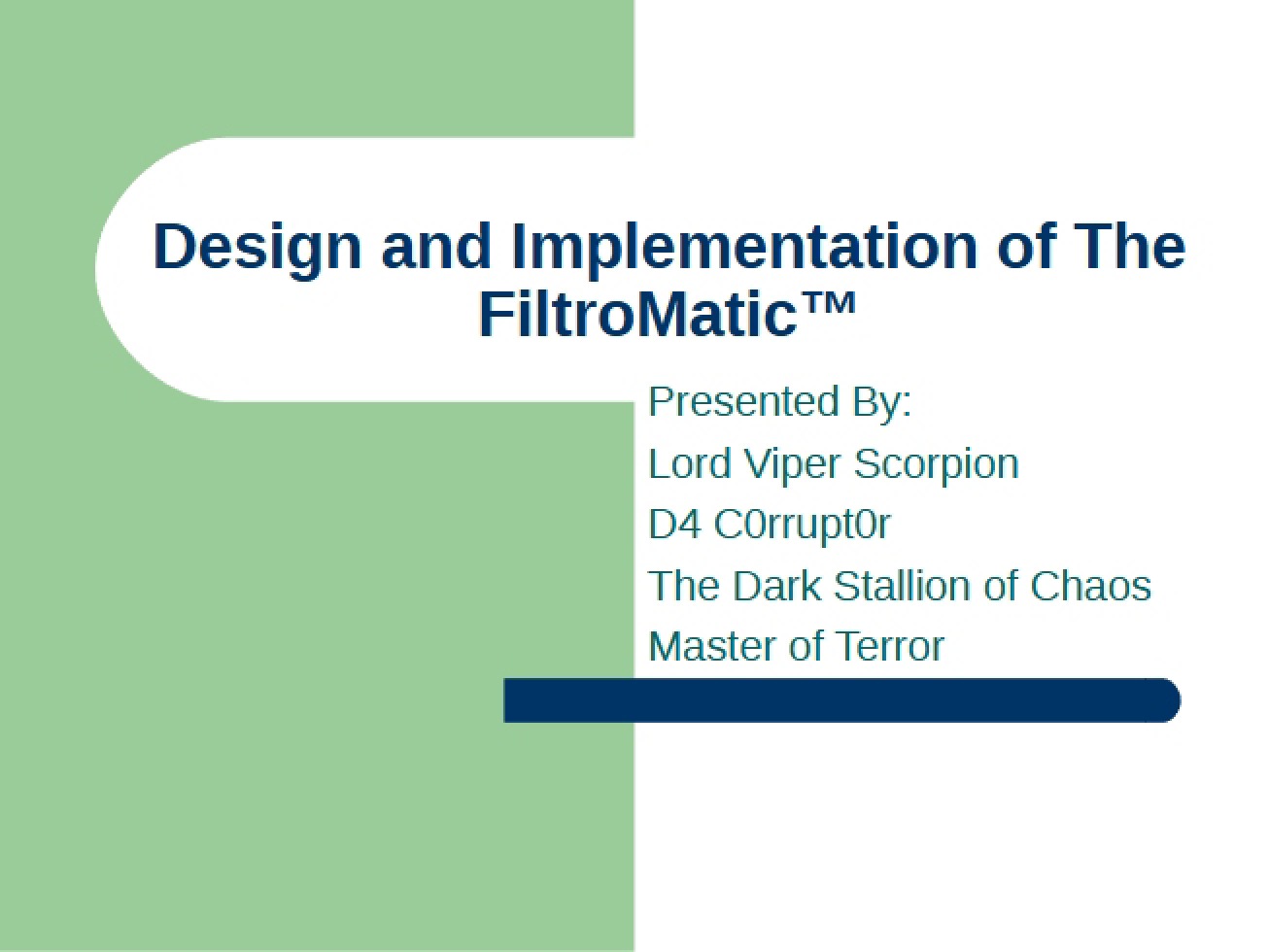 FiltroMatic Design and Implementation