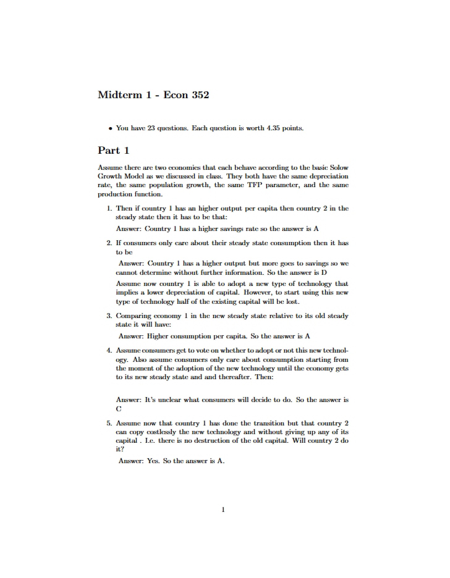 Midterm 1 (With Answers)