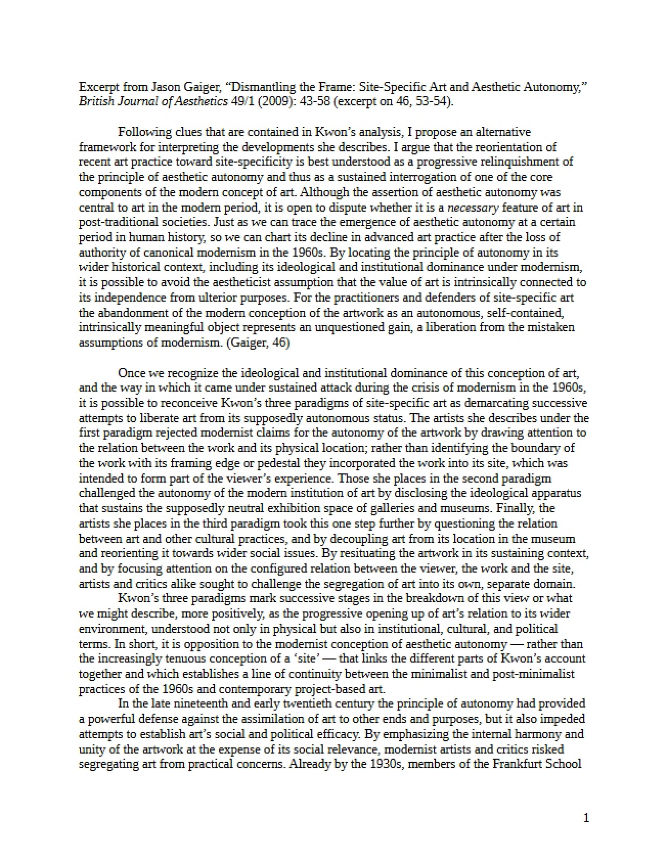 Fifteenth Lecture from Gaiger (2009)