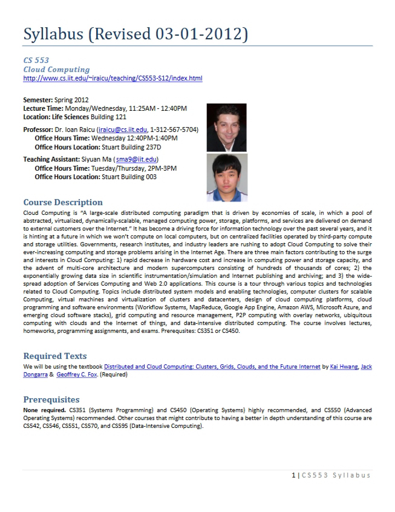 CS 553 Class Outline