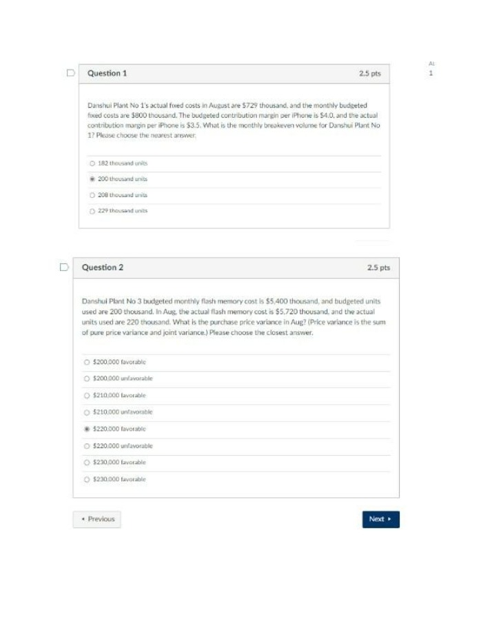 Quiz 5 for ACCT