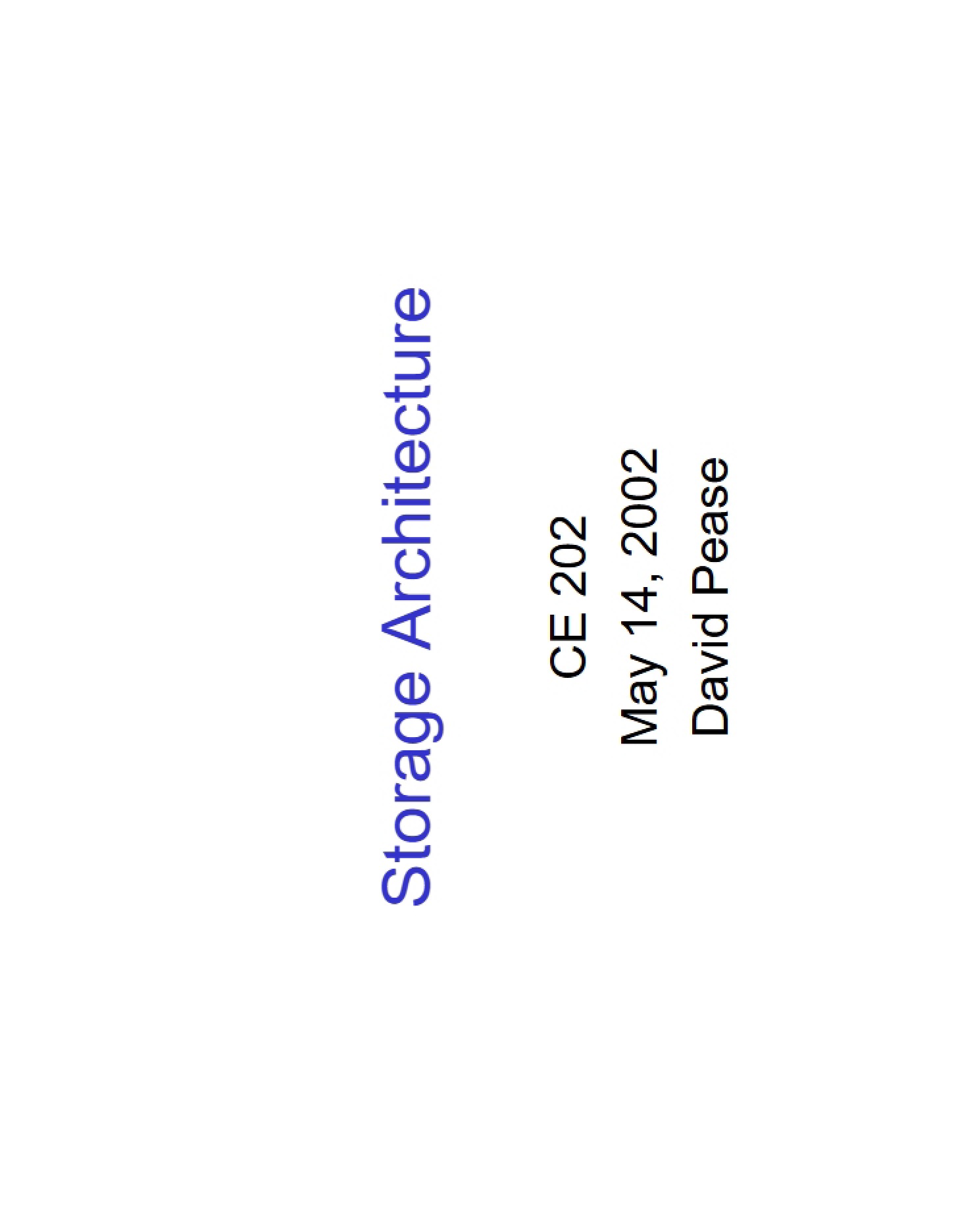 Architecture of Storage