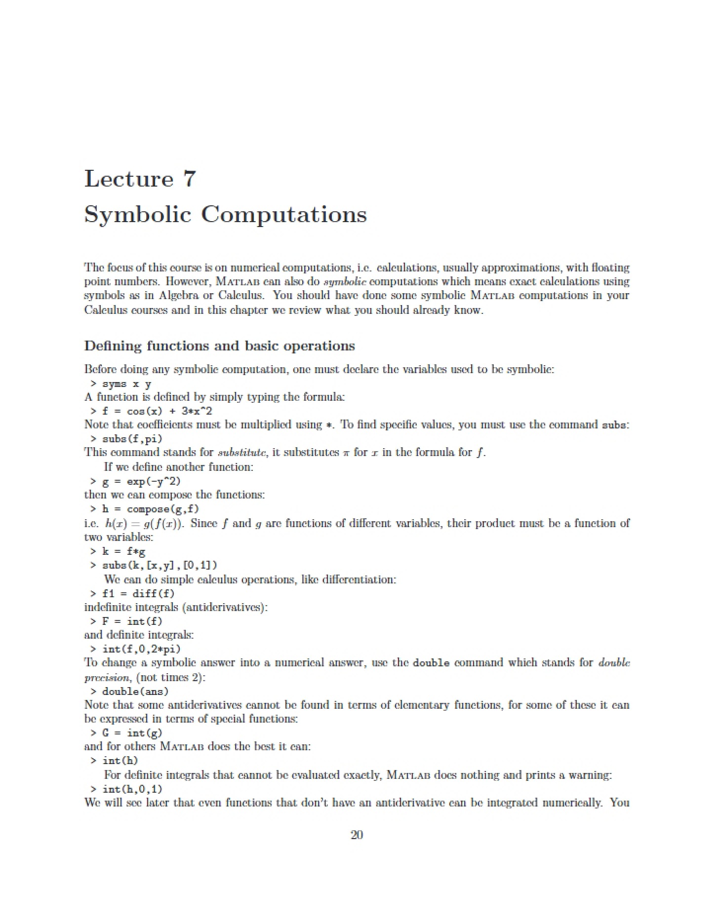 Computations Symbolic