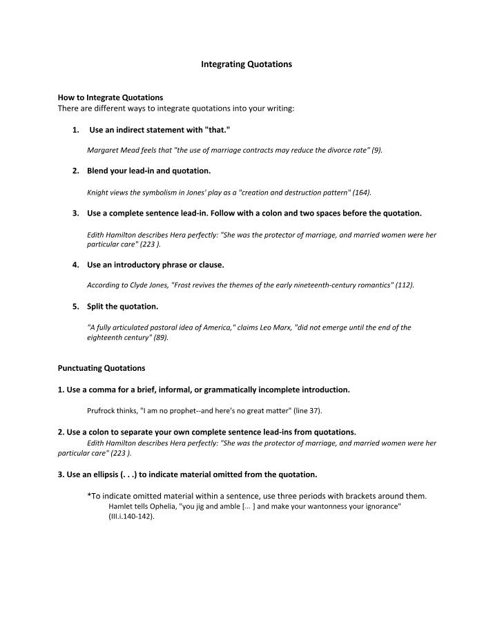 Effective Techniques for Integrating Quotations