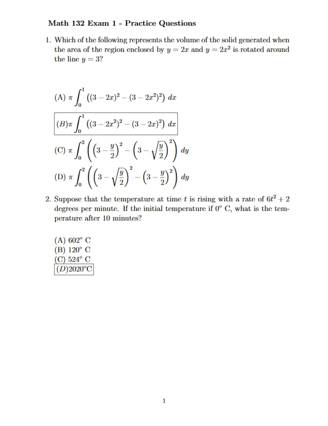 Exam 1 Questions for Practice