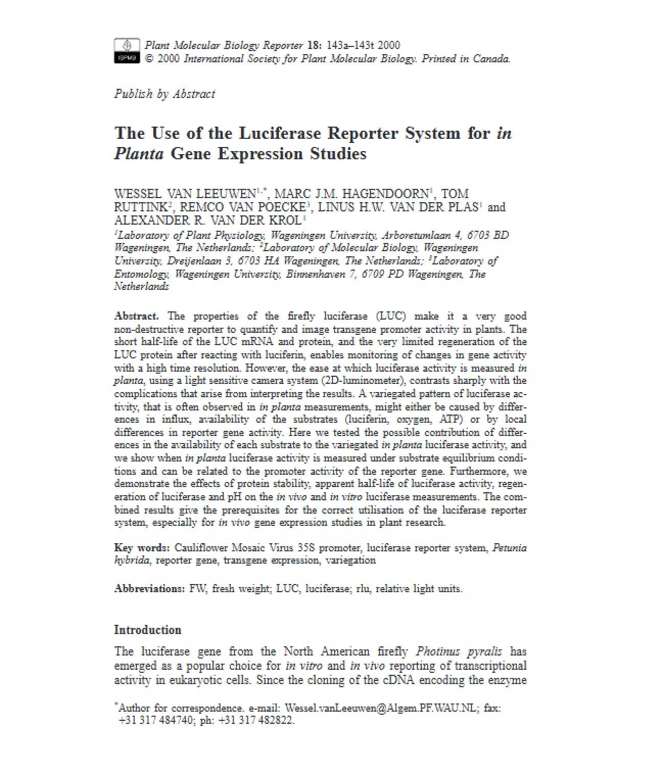 Luciferase Reporting System Applications