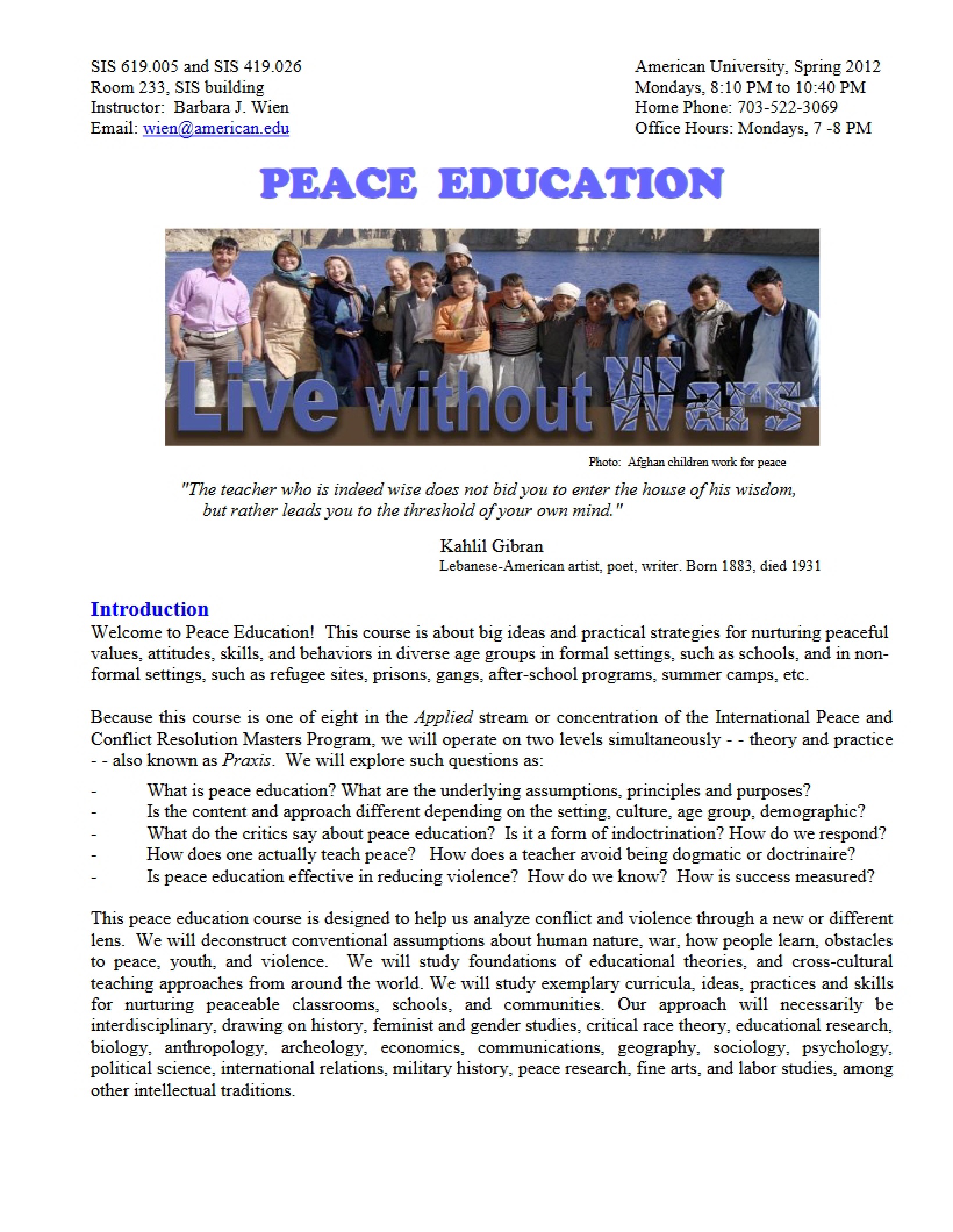 Education for Peacebuilding