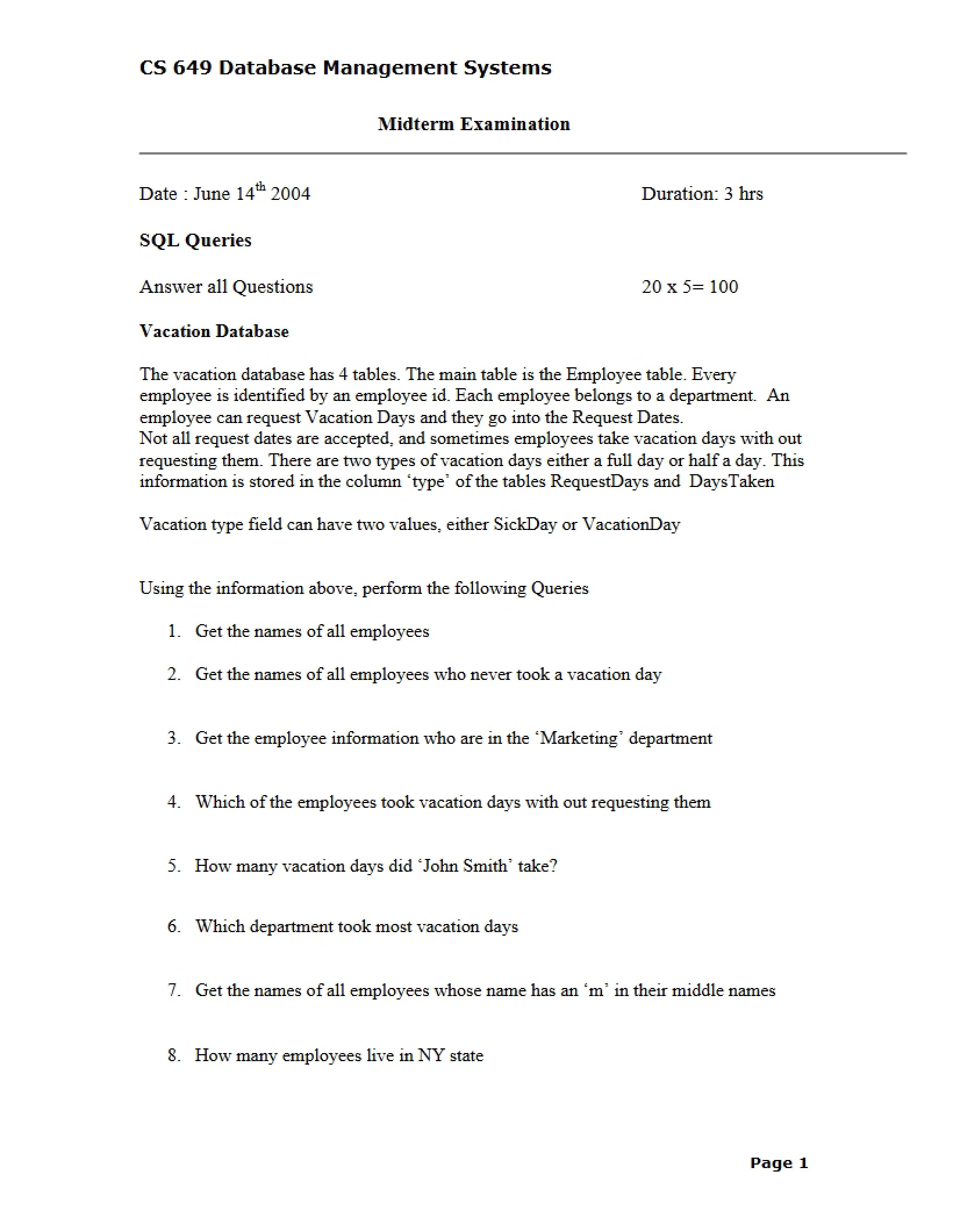Database Management Midterm