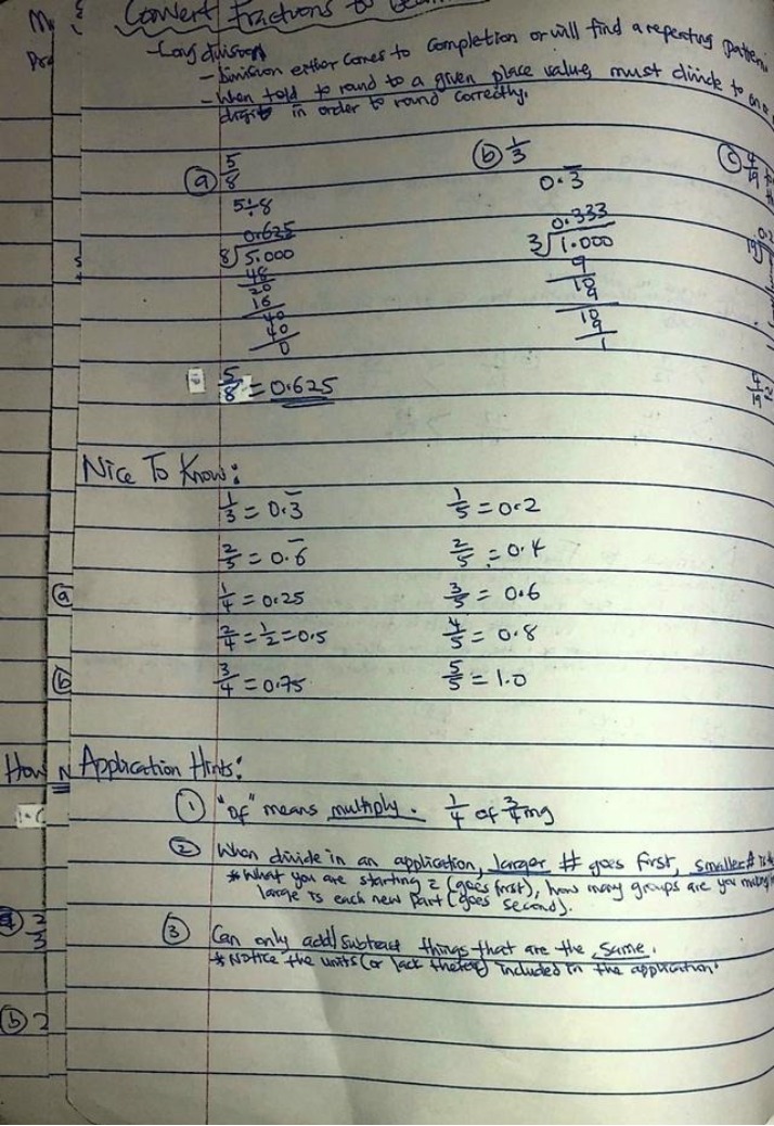 Notes on Converting Fractions
