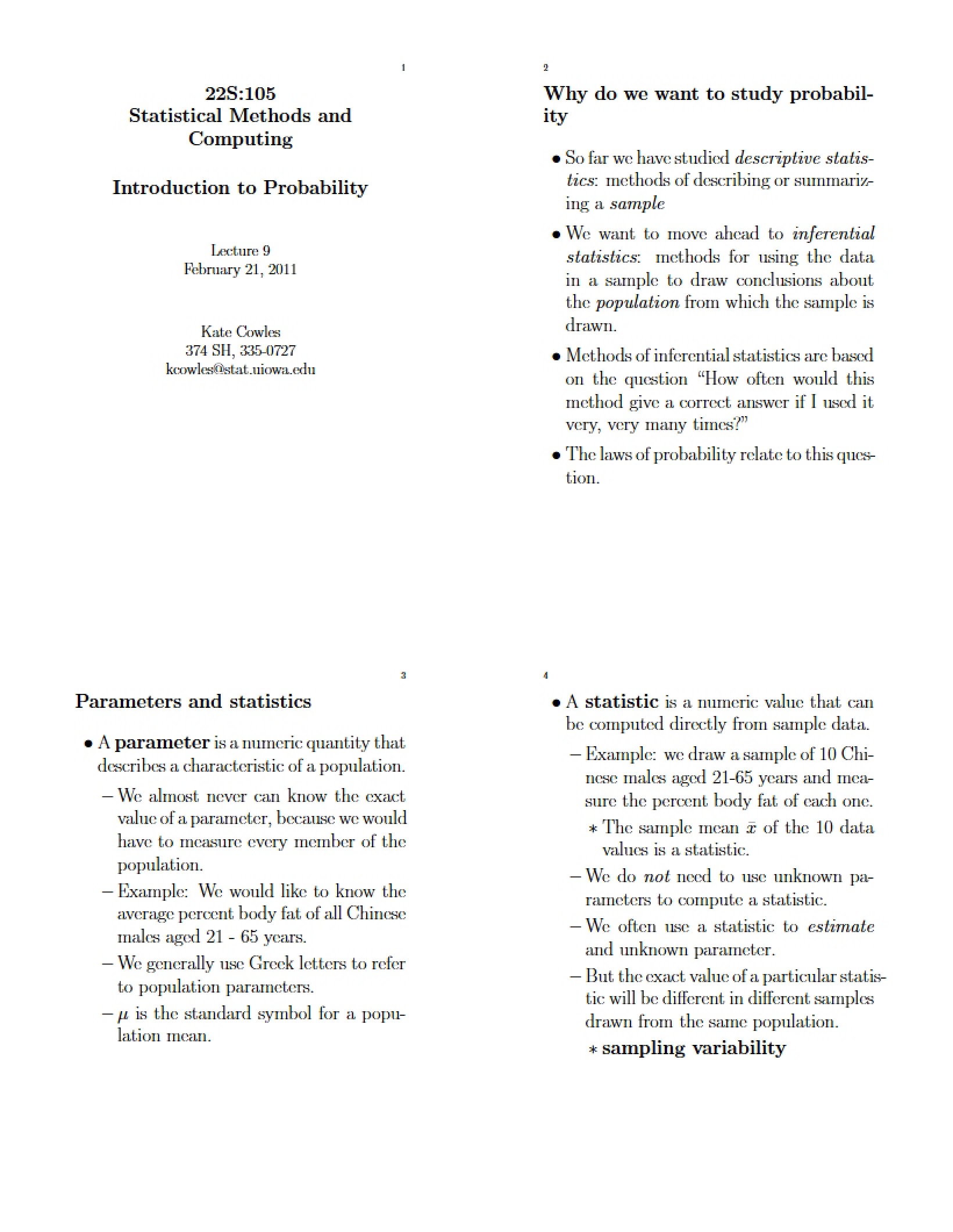 Computing and Statistical Methods (4)