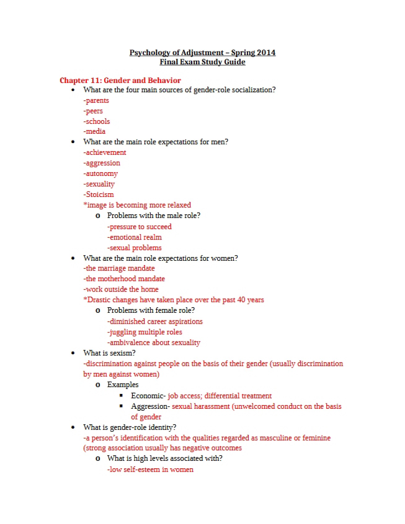 Notes on Psychology of Adjustment