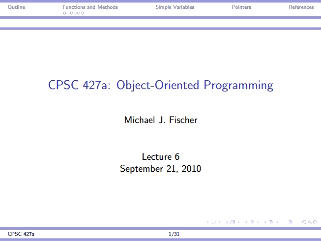 Sixth Lecture