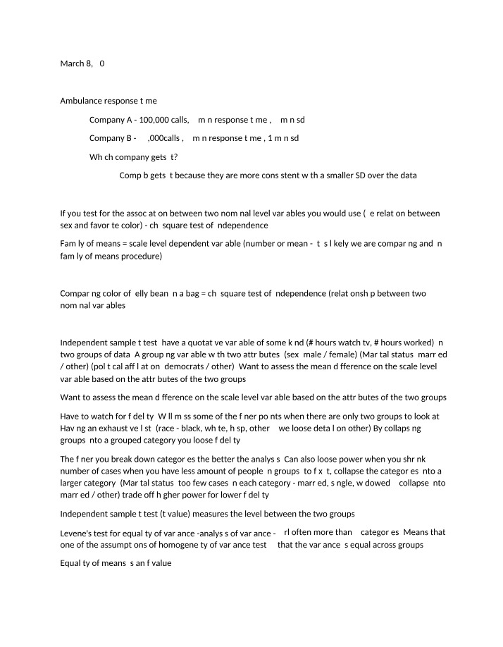 Notes from March 8 Class