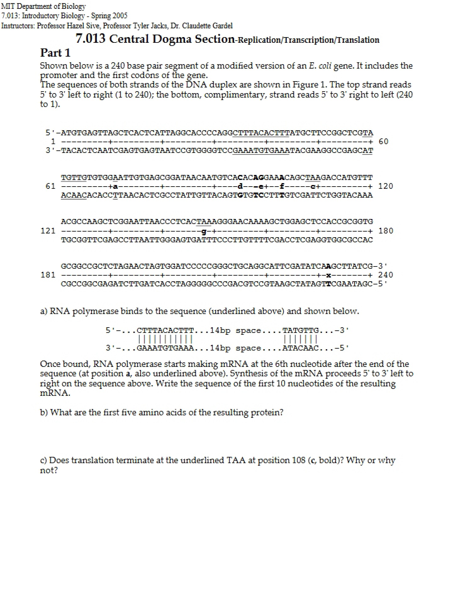 Section on Central Dogma