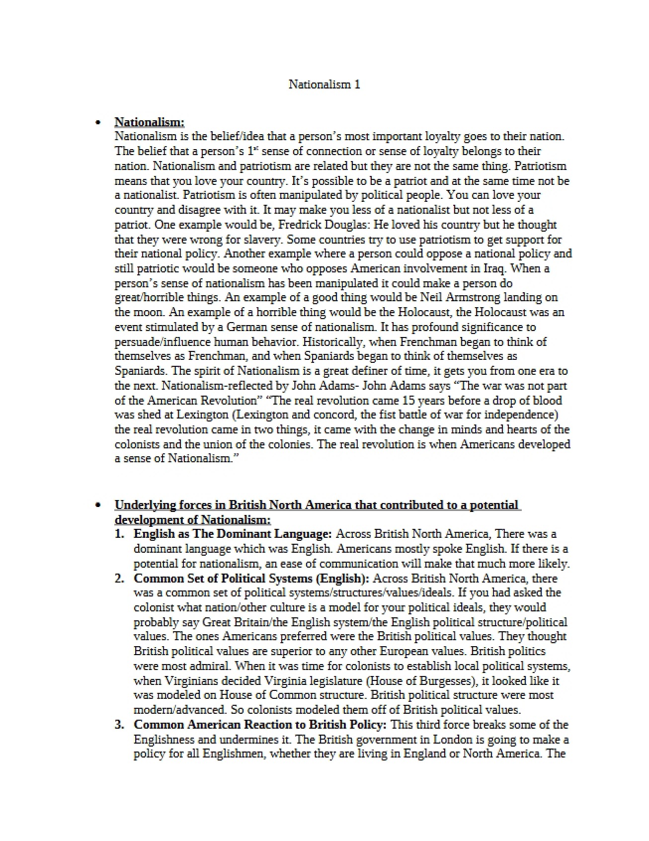 Nationalist Movements (Part 1)