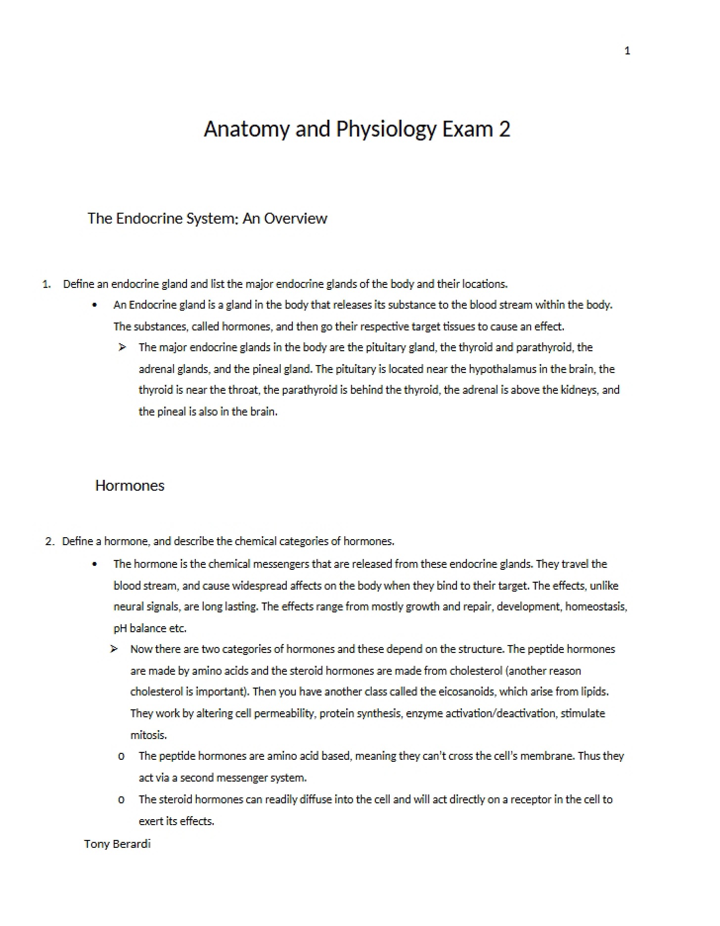 Exam 2 Anatomy & Physiology