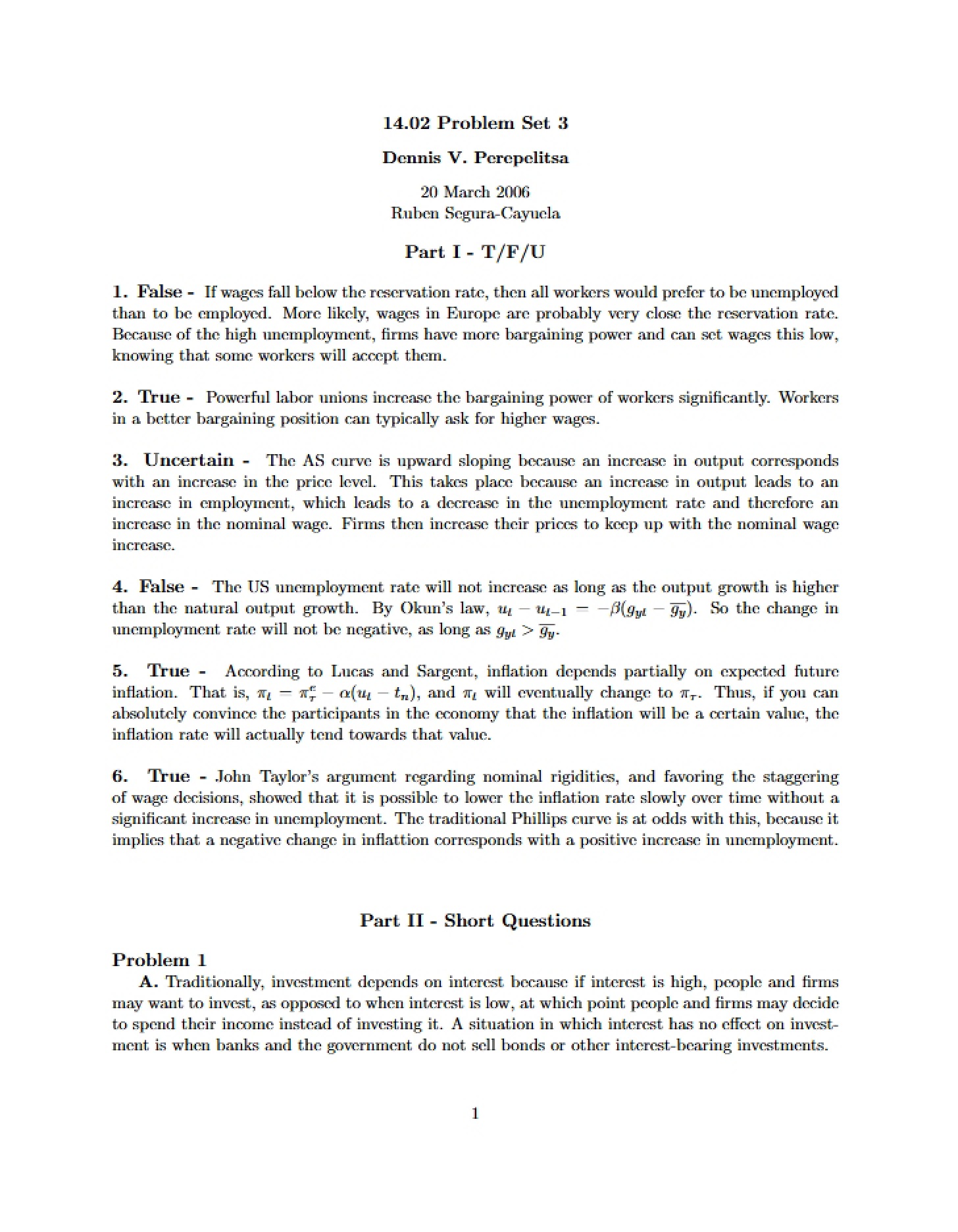 Problem Set Three