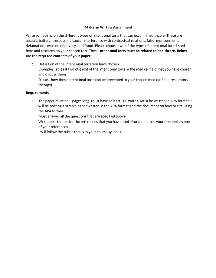 Writing Assignment for Midterm