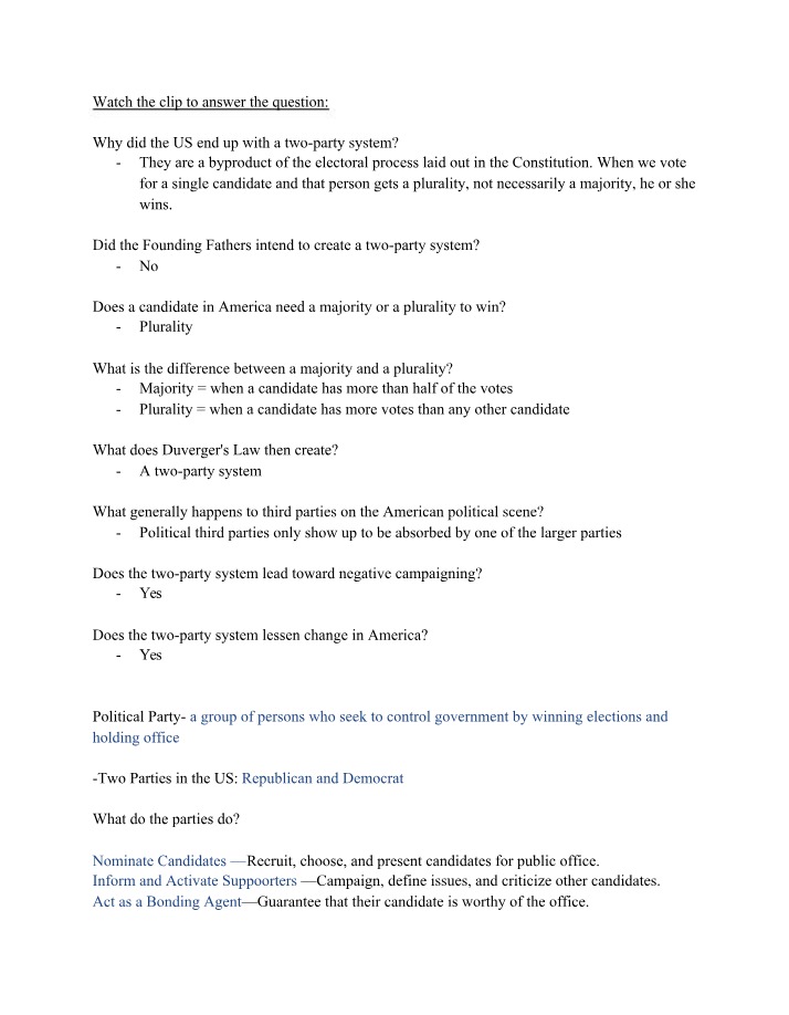 Intro to Political Parties for Civics