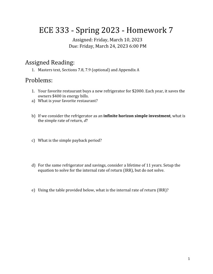 Rate of Return and Life-Cycle Costs Calculation