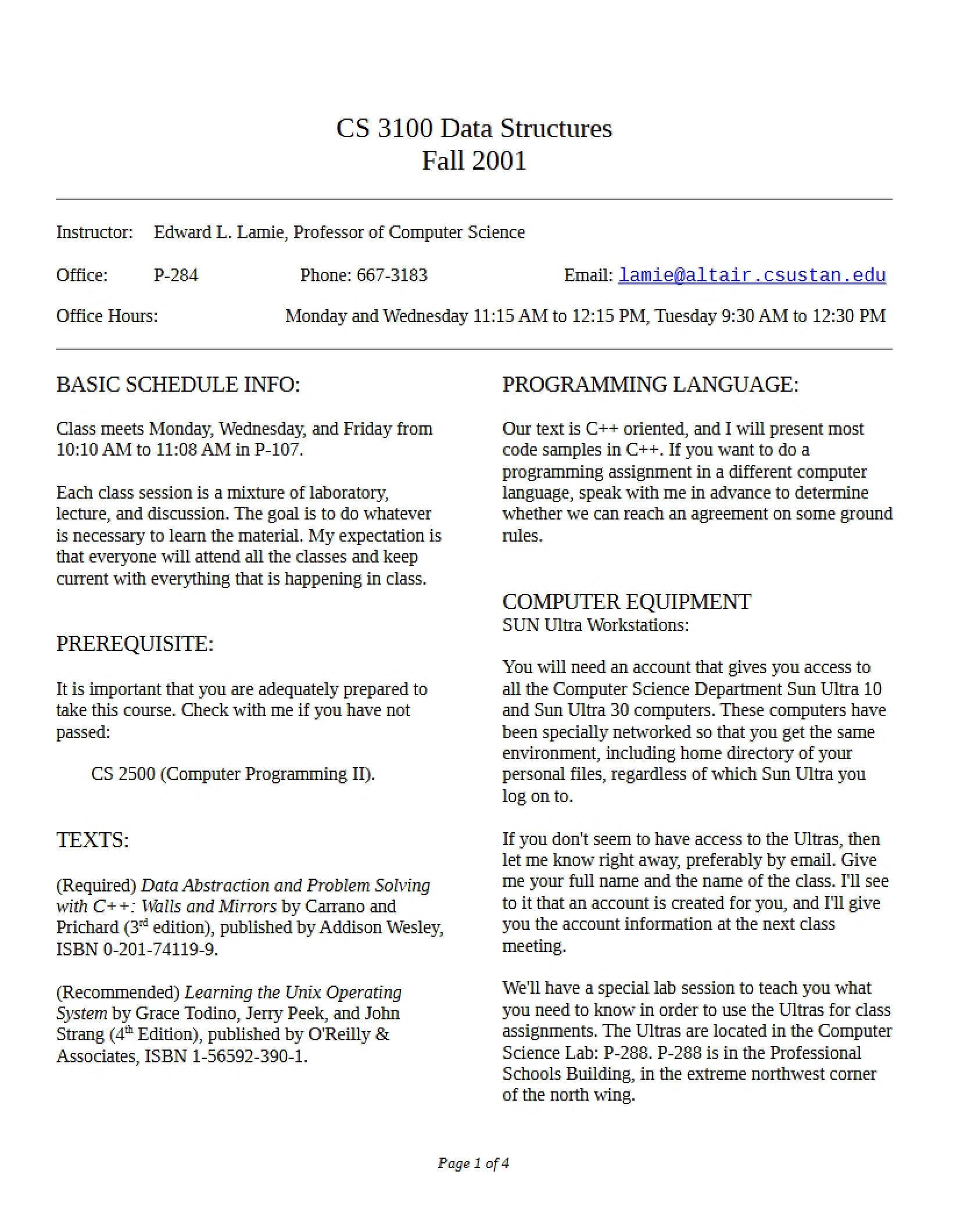 Data Structures and Algorithms Syllabus