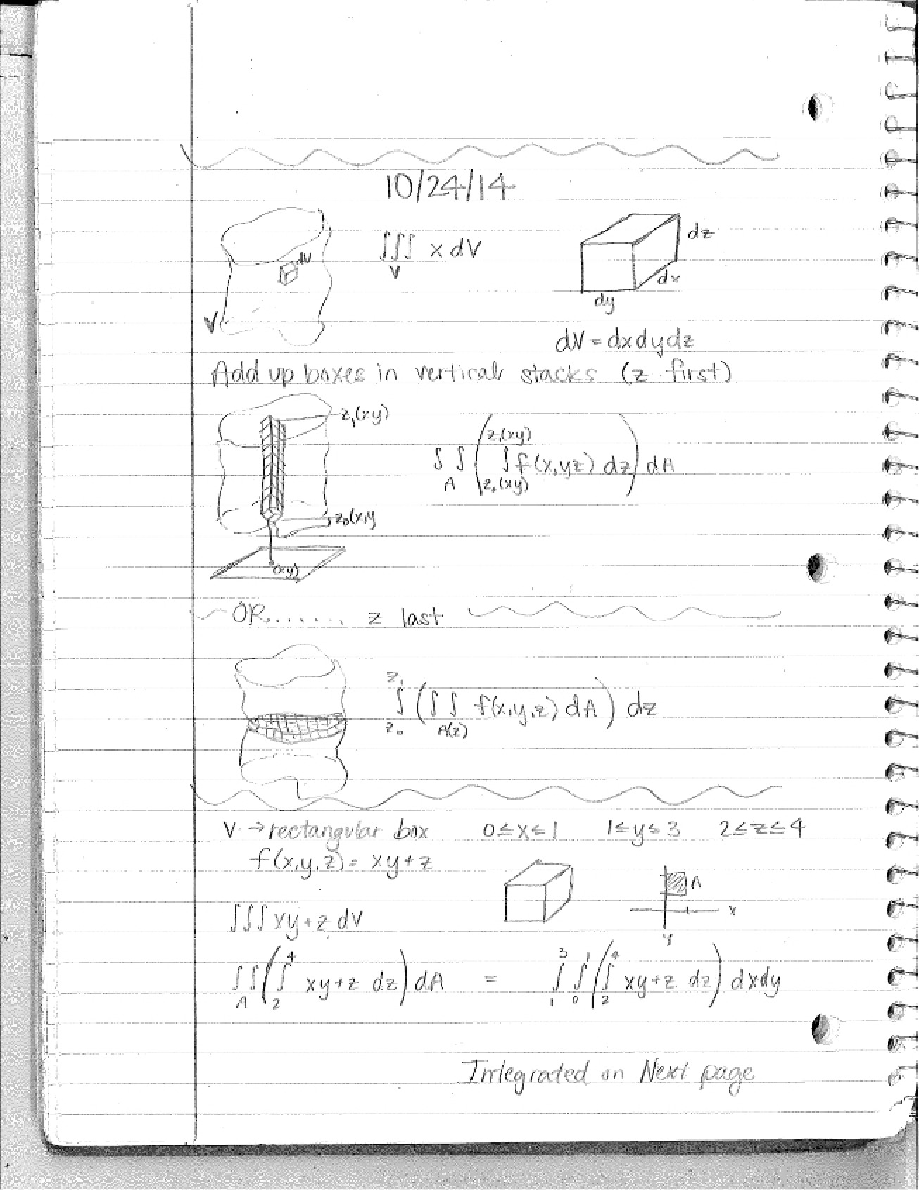 Multivariable Calculus Class Handouts