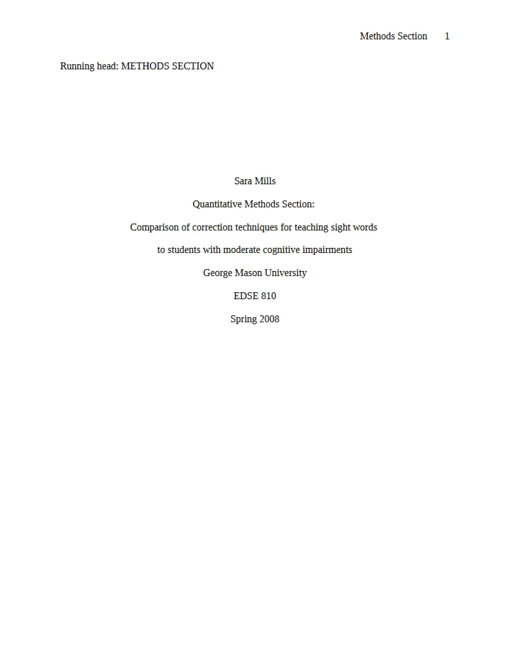 Section on Quantitative Methods