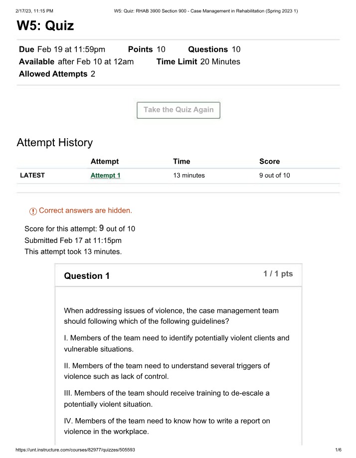 Quiz on Case Management in Rehabilitation