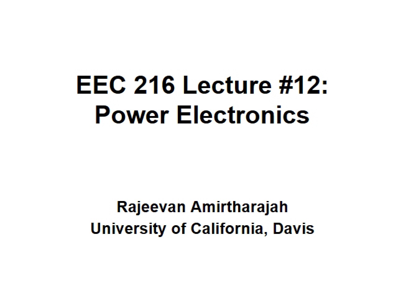 Electronics for Power
