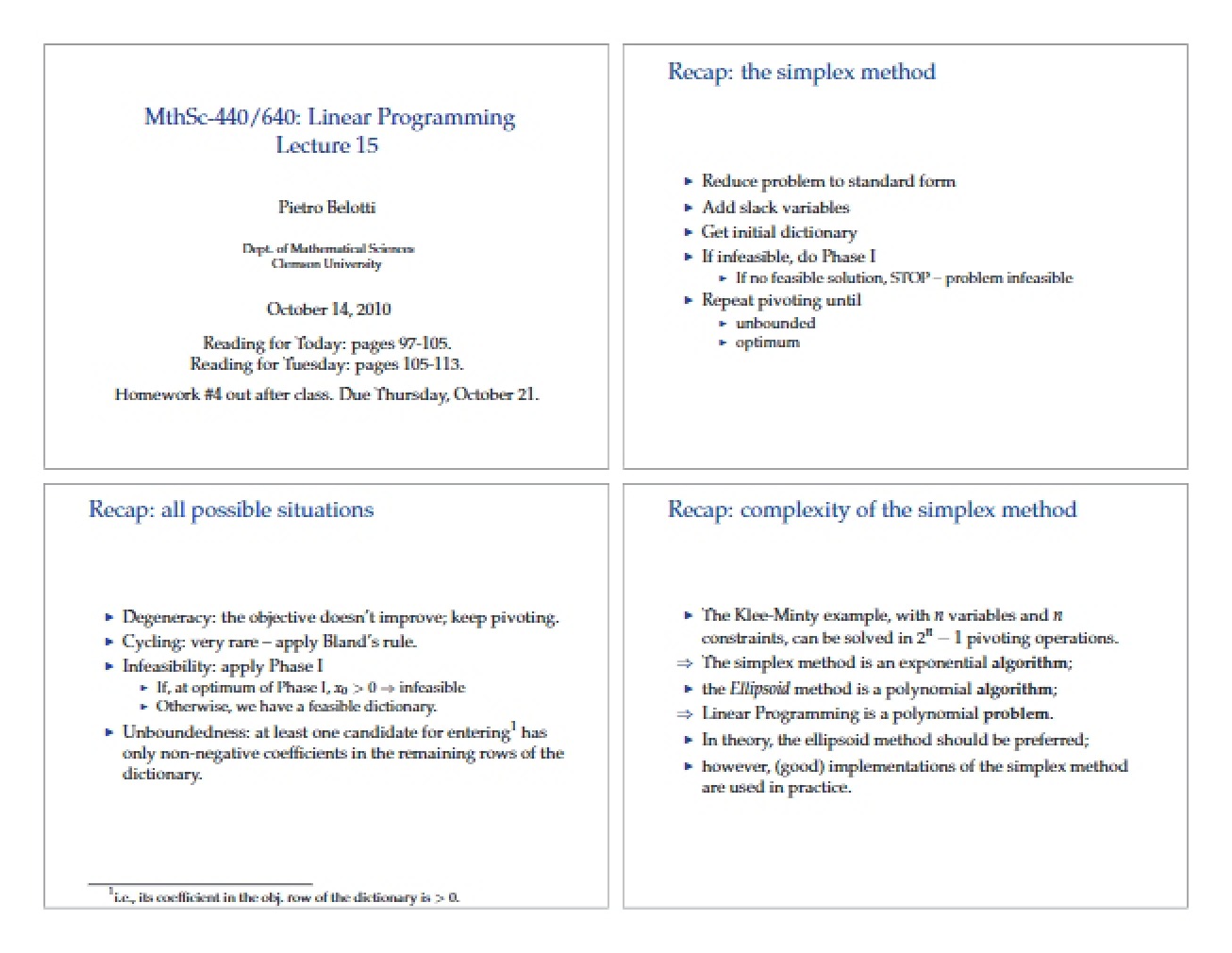 Linear Programming Lecture Nine