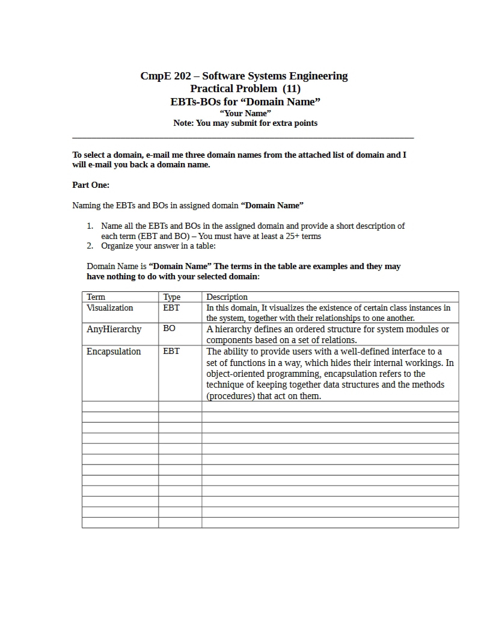 Software Engineering Practice Problem